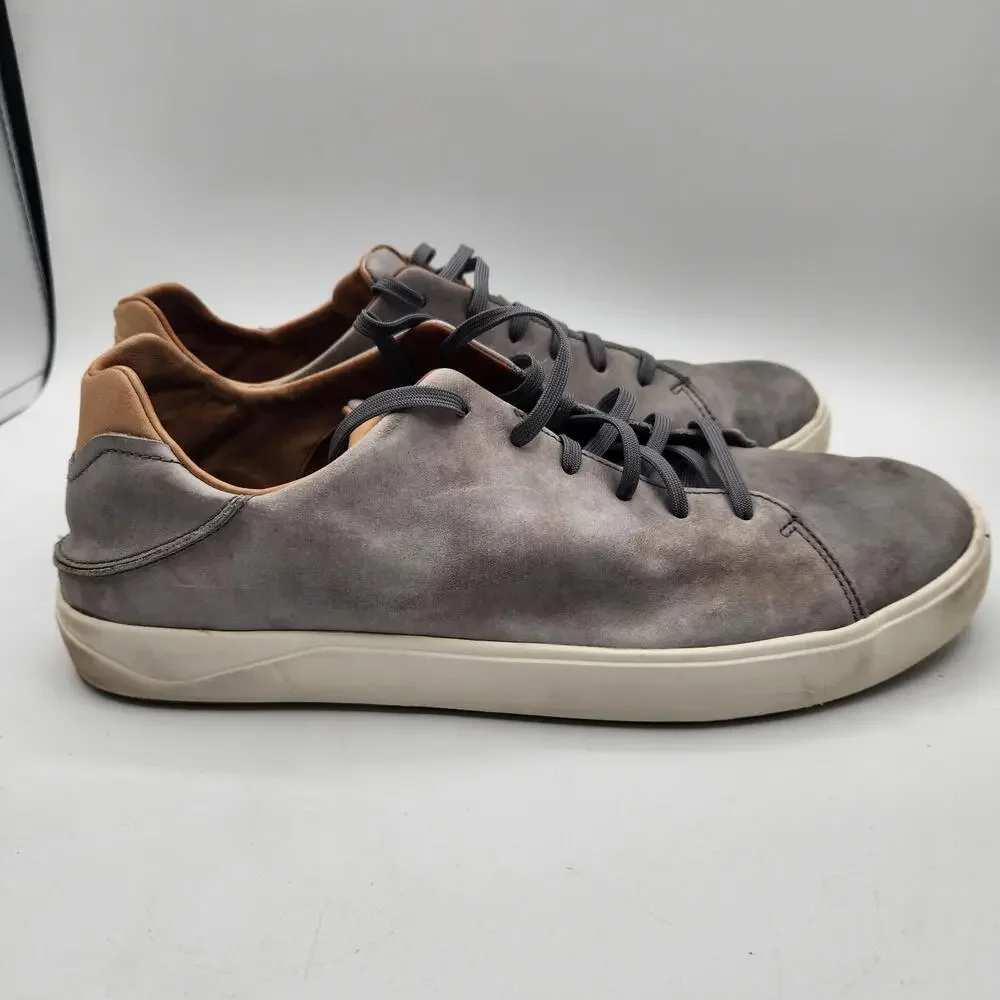 Olukai Lae‘ahi Li‘ili Leather Sneakers Gray‎ Men’s 13 Casual Comfort Shoes M13